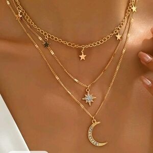 Gorgeous Boho Star and Moon Layered Necklace